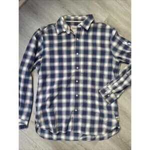 Timberland Men’s Button Down Long Sleeve Shirt Blue White Medium